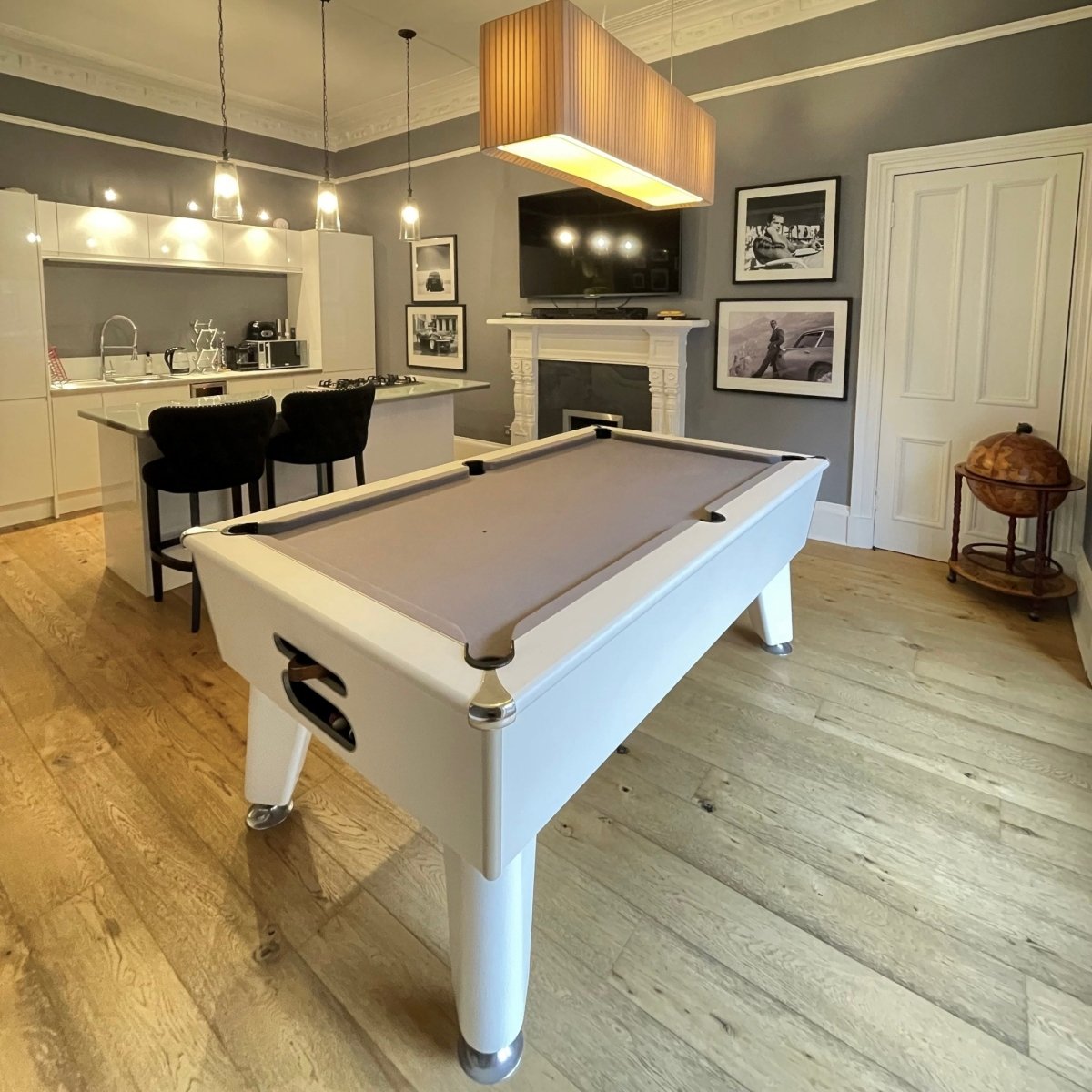 Optima Classic 7ft Pool Table - White with Green Cloth