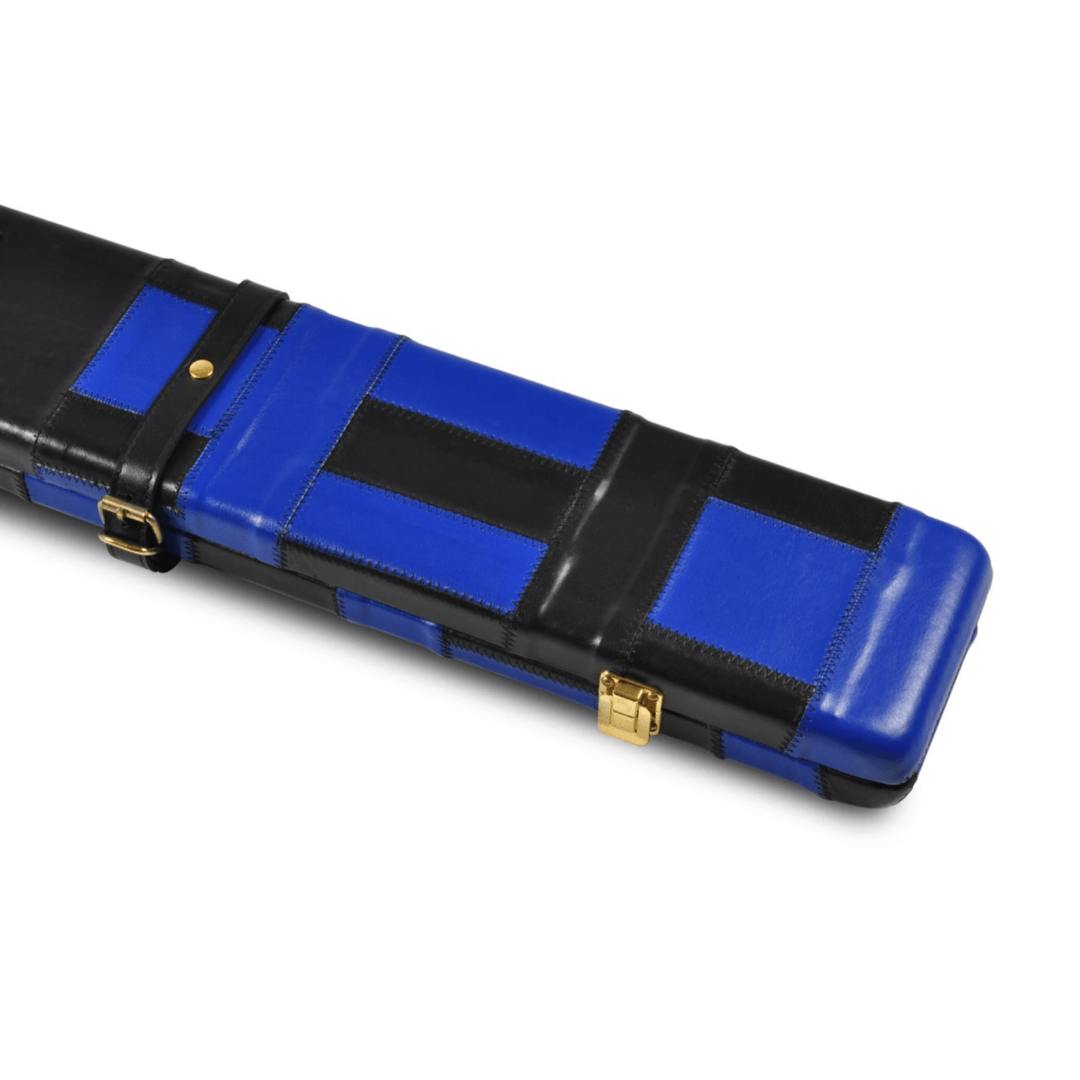 Peradon 3/4 Black & Blue Patch Leather Cue Case - Fits Cue & Extension