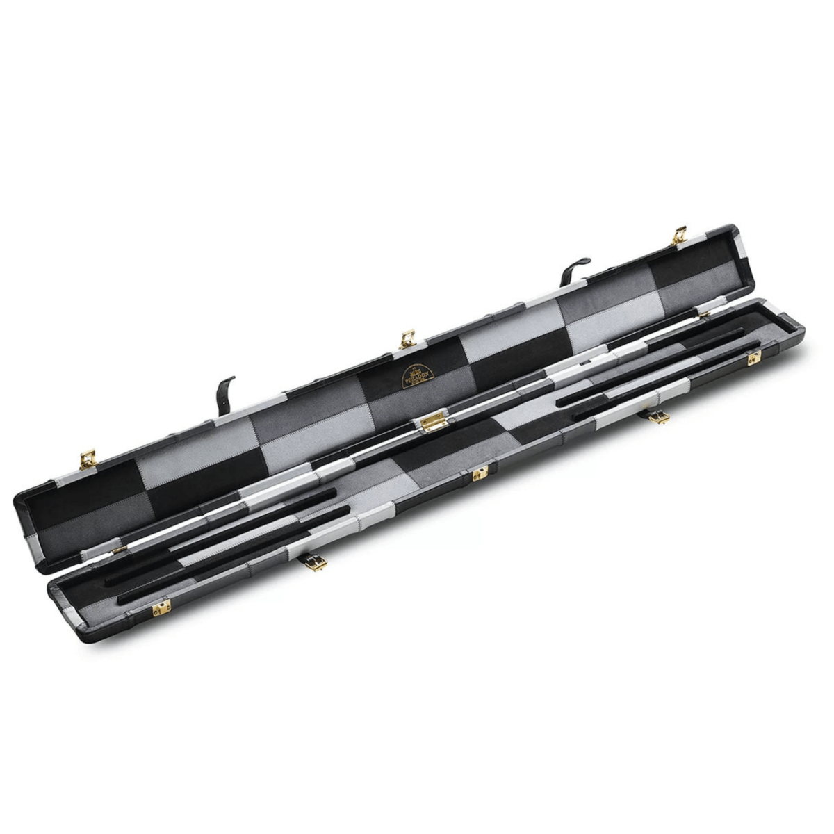 Peradon 3/4 Black & Grey Block Leather Cue Case