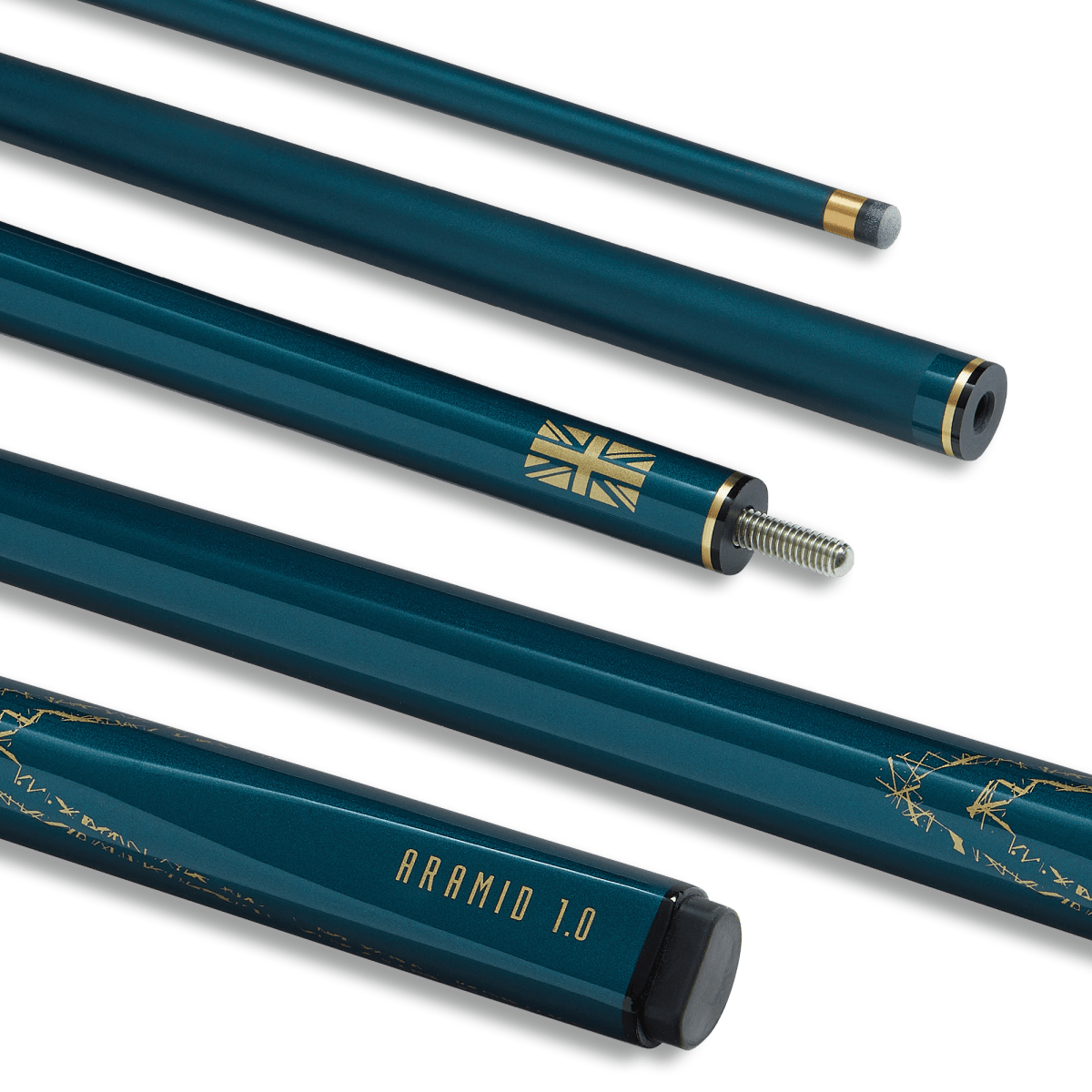 PowerGlide ARAMID 1.0 - 57 Inch - 2 Piece Carbon Fibre Snooker Cue - Green