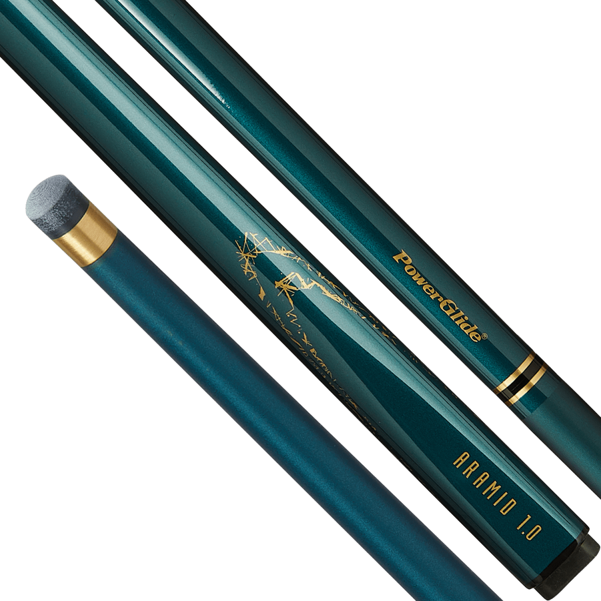 PowerGlide ARAMID 1.0 - 57 Inch - 2 Piece Carbon Fibre Snooker Cue - Green
