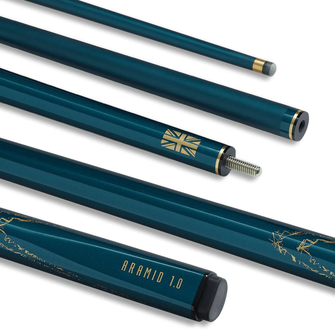 PowerGlide ARAMID 1.0 - 57 Inch - 2 Piece Carbon Fibre Snooker Cue - Green
