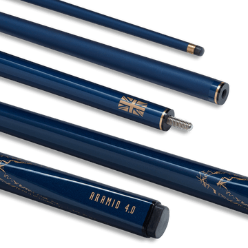 PowerGlide ARAMID 4.0 - 57 Inch - 2 Piece Carbon Fibre Snooker Cue - Blue & Rose Gold
