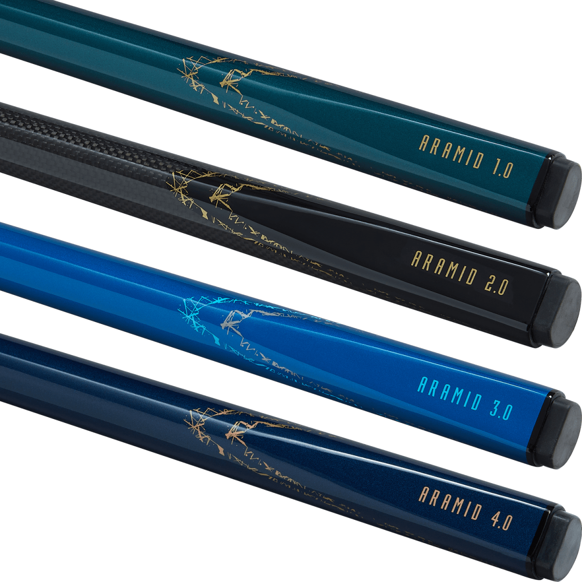 PowerGlide ARAMID 4.0 - 57 Inch - 2 Piece Carbon Fibre Snooker Cue - Blue & Rose Gold