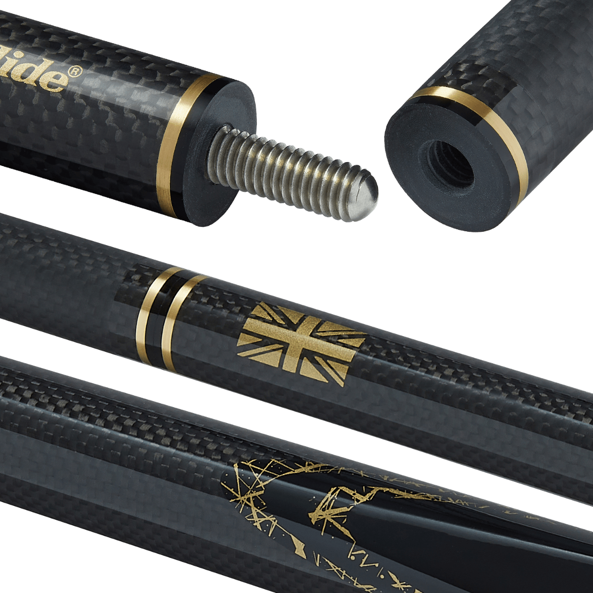 PowerGlide ARAMID 57 Inch 2 Piece Carbon Fibre Snooker Cue - 4 Colours