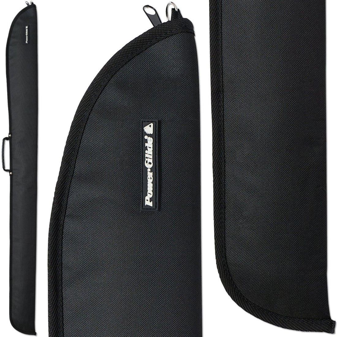 PowerGlide Black Soft Cue Case with Silver Edge - 2 Piece Cues