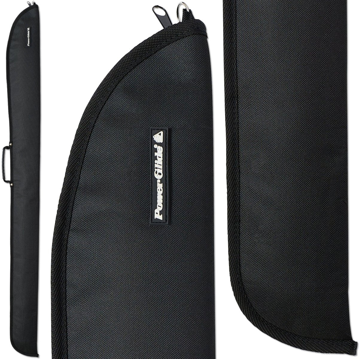 PowerGlide Black Soft Cue Case with Silver Edge - 2 Piece Cues