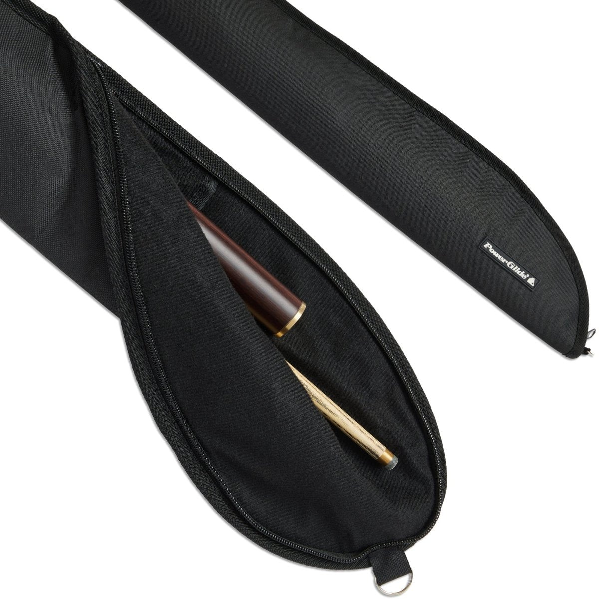 PowerGlide Black Soft Cue Case with Silver Edge - 2 Piece Cues