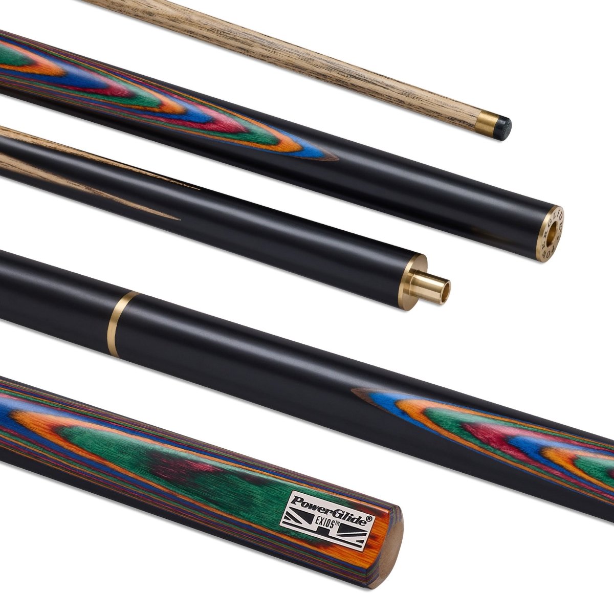 PowerGlide Exios Rainbow Snooker Pool Cue - 3/4 Joint - 9.5mm Tip – The ...