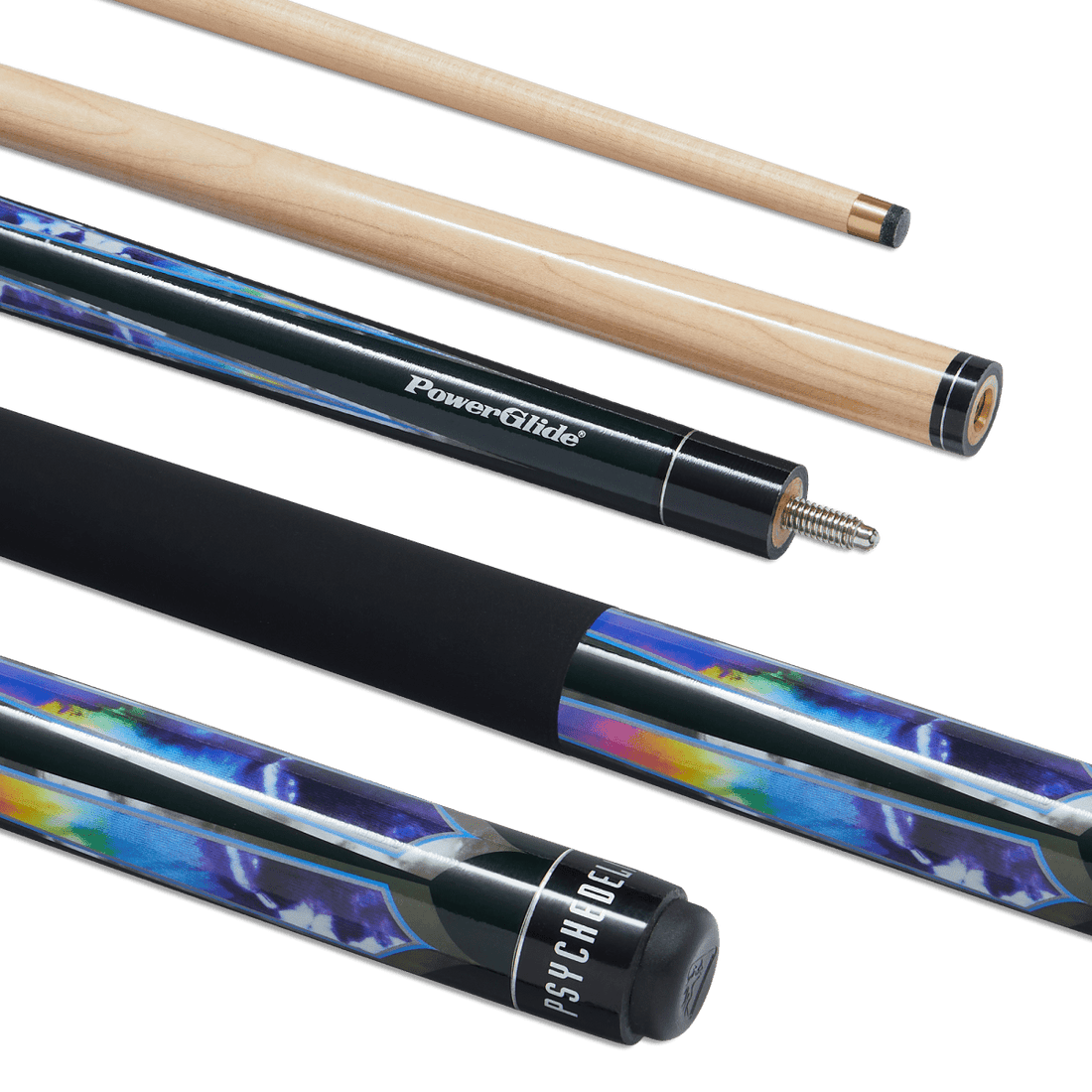 PowerGlide Psychedelic 57" - 2 Piece Pool Cue with 13mm Tip