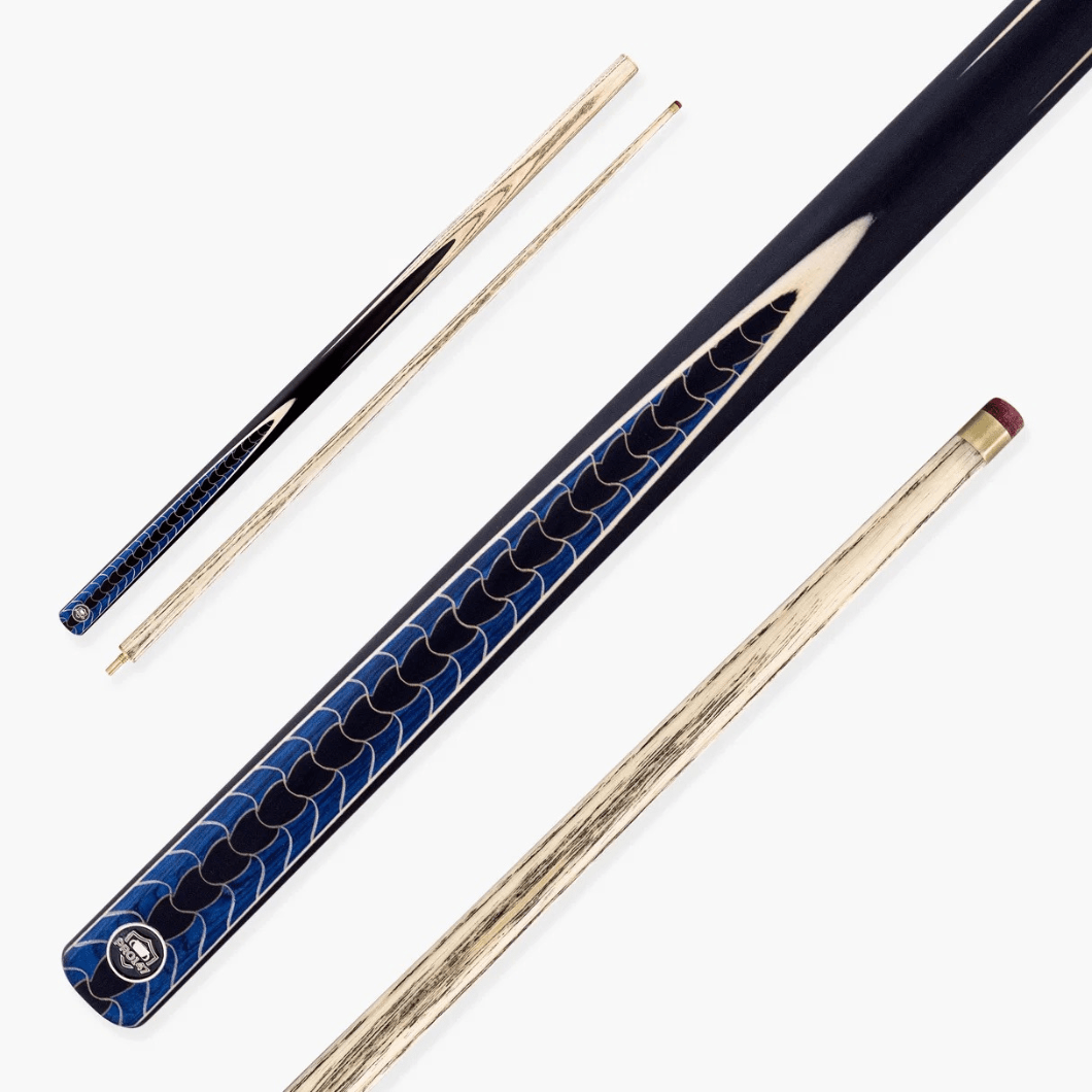 PRO147 Blue Dragon 57 Inch 2 Piece Snooker Pool Cue - 9.5mm Red Layered Professional Tip