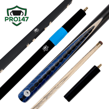 PRO147 Dragon Scale ¾ Joint Premium Ash Snooker and Pool Cue and Case Set - 9.5mm Professional Layered Tip - 57"
