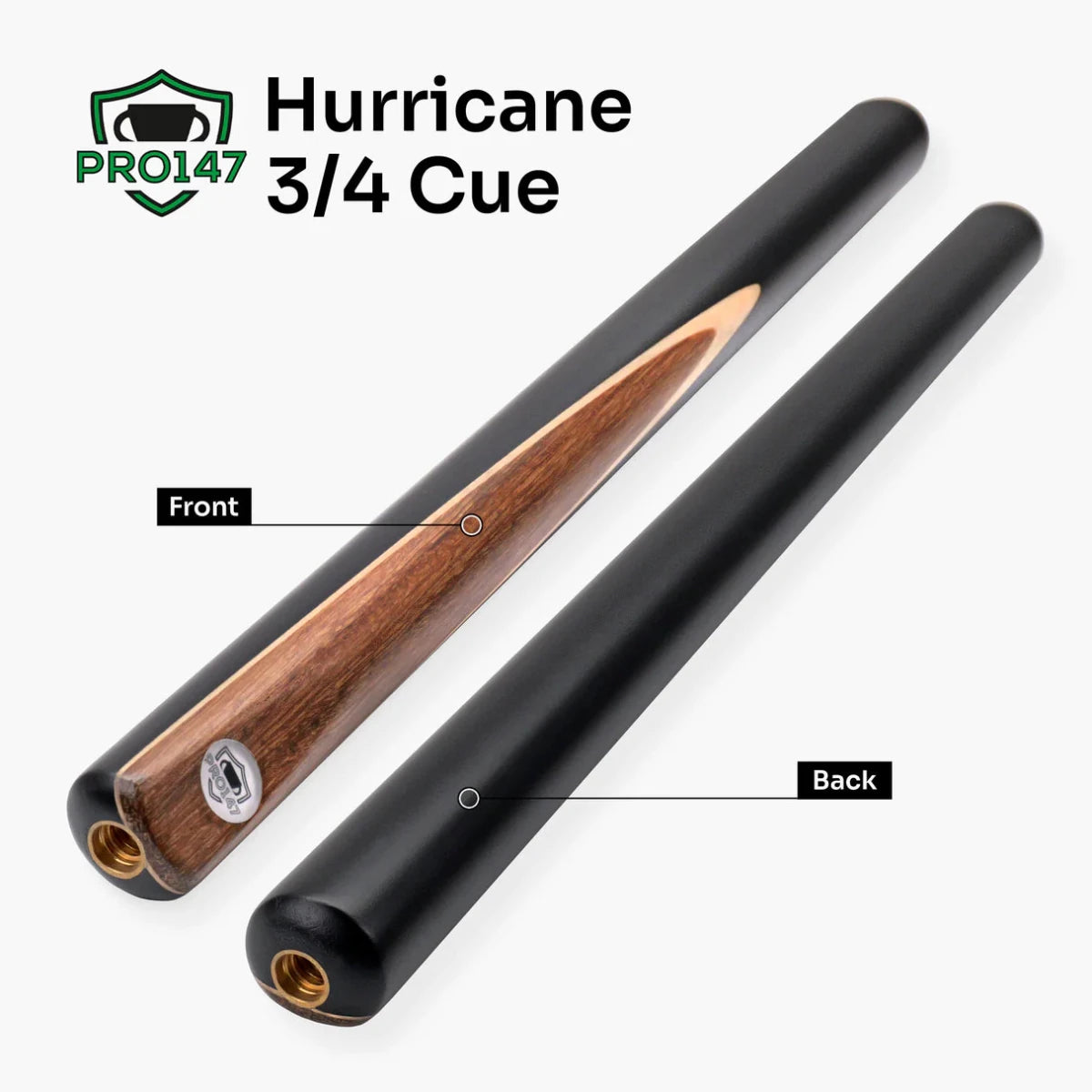 PRO147 Hurricane Black Walnut Heavy Weight Cue - 3/4 Joint - 9.5mm Tip