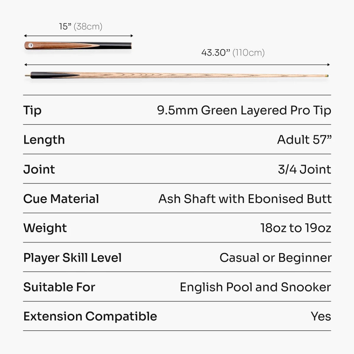 PRO147 Hurricane Black Walnut Heavy Weight Cue - 3/4 Joint - 9.5mm Tip