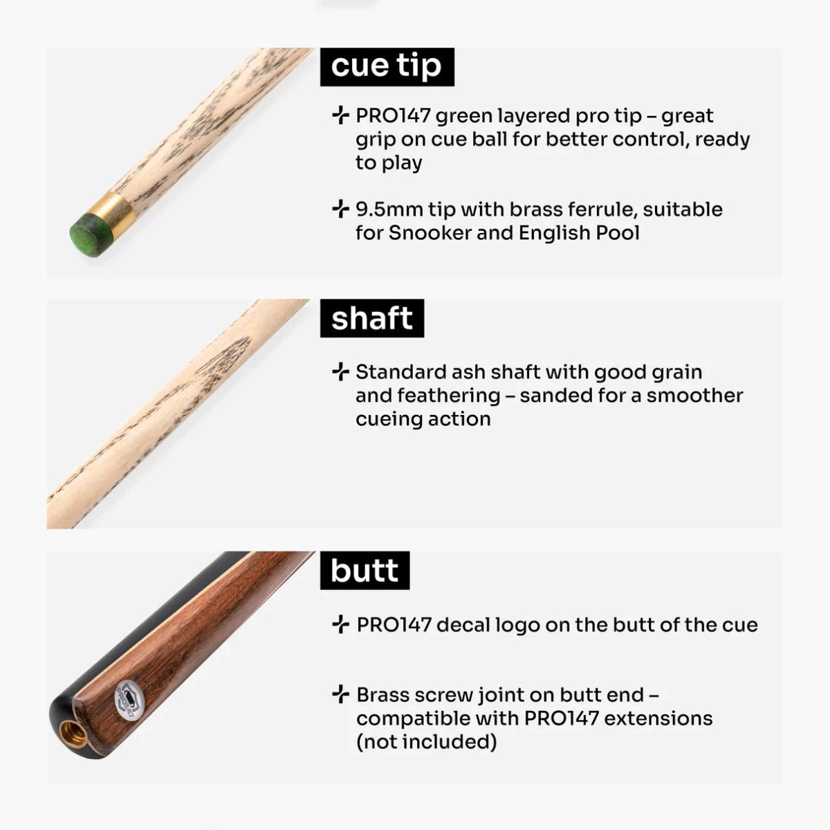 PRO147 Hurricane Black Walnut Heavy Weight Cue - 3/4 Joint - 9.5mm Tip