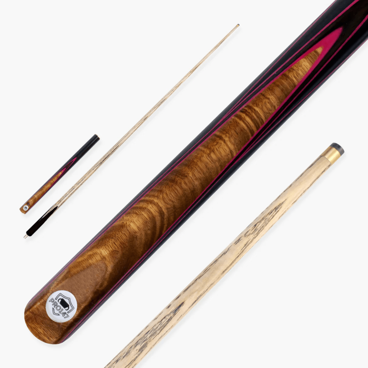 PRO147 Pearl Series Pink Burl - 57 Inch 3/4 Jointed Snooker Pool Cue - 9.5mm Tip