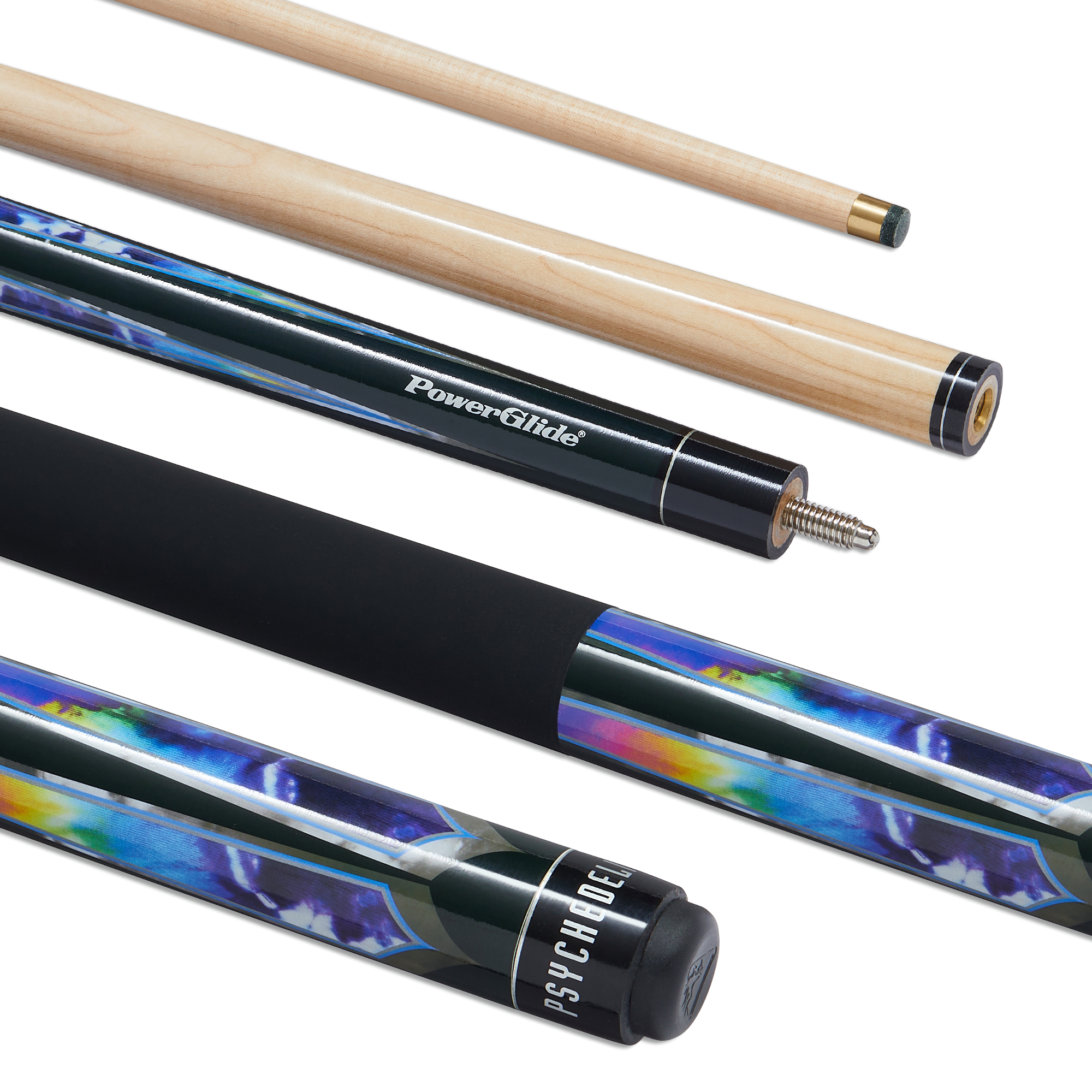 PowerGlide Psychedelic 57" - 2 Piece Pool Cue with 13mm Tip