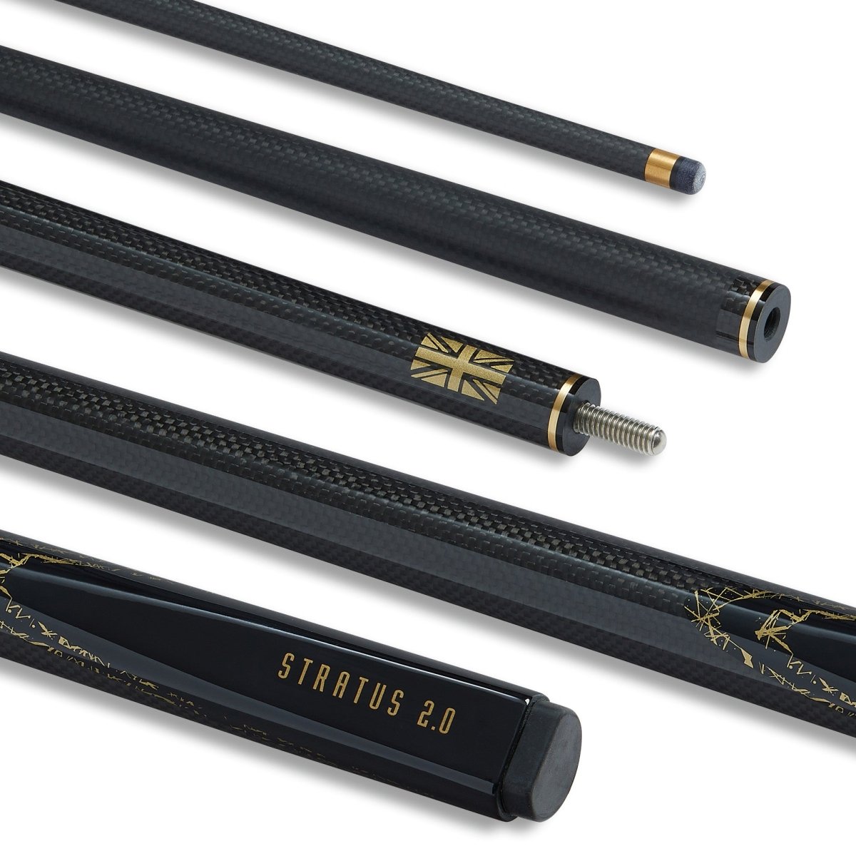 Stratus Carbon Fibre Low Deflection StrikeCore™ Snooker Cue - 57inch - 2 Piece - 10mm Tip