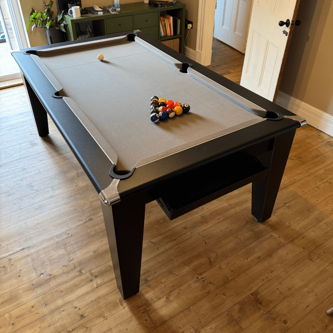 The Richmond Pool Dining Table - Matt Black - 7ft