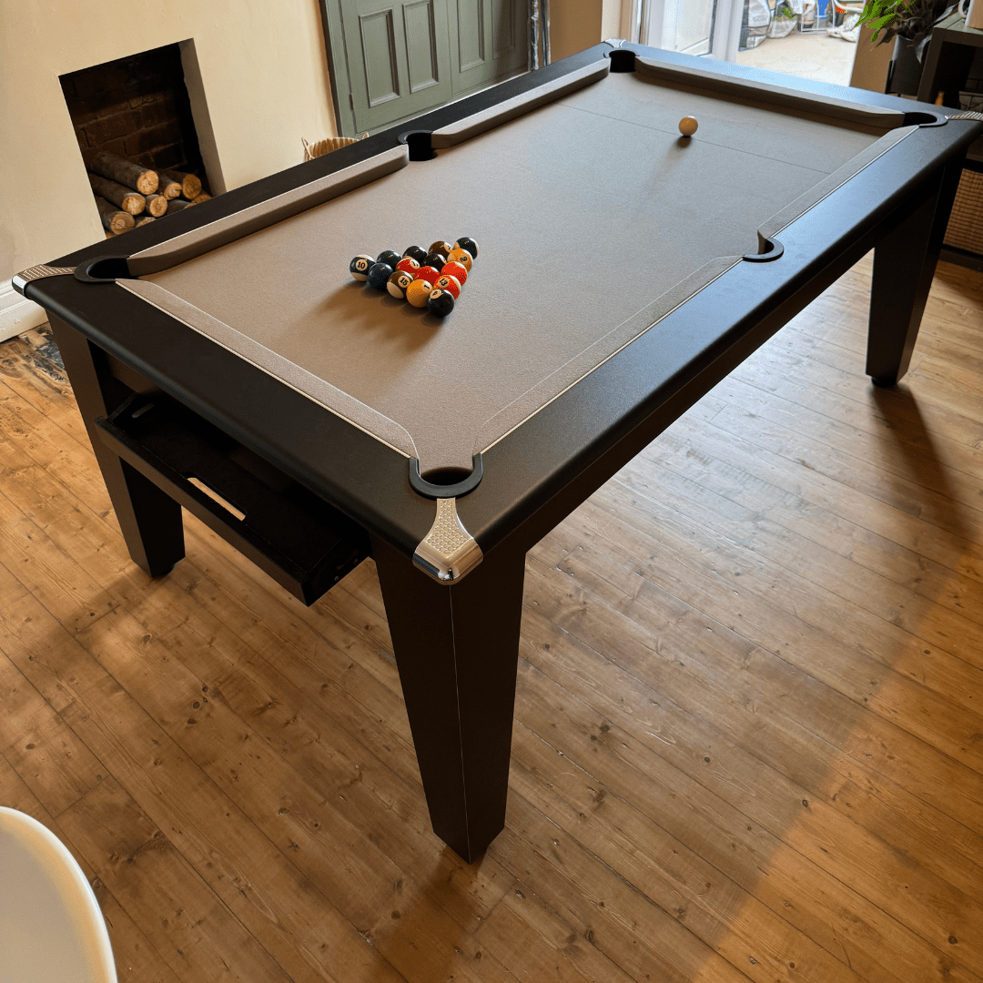 The Richmond Pool Dining Table - Matt Black - 7ft