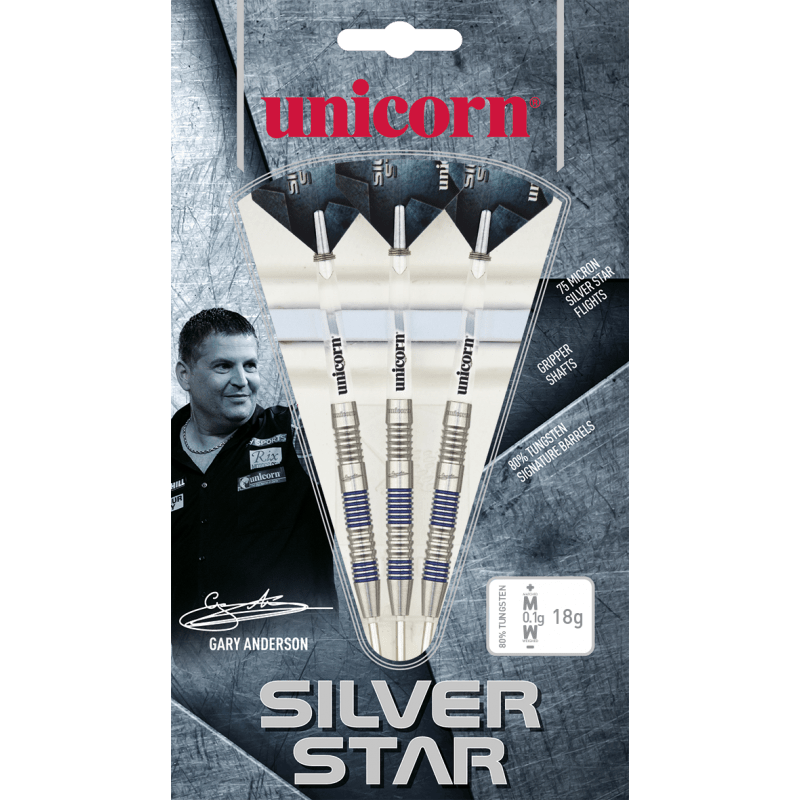 Unicorn Silver Star Darts - Gary Anderson - 80% Tungsten