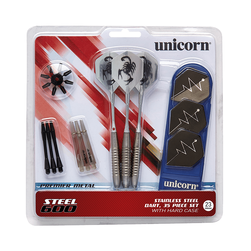 Unicorn Steel 600 Stainless Steel Dart Set - 36 Piece with Case