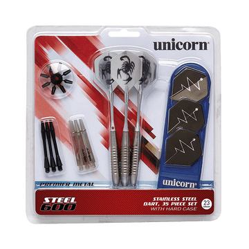 Unicorn Steel 600 Stainless Steel Dart Set - 36 Piece with Case