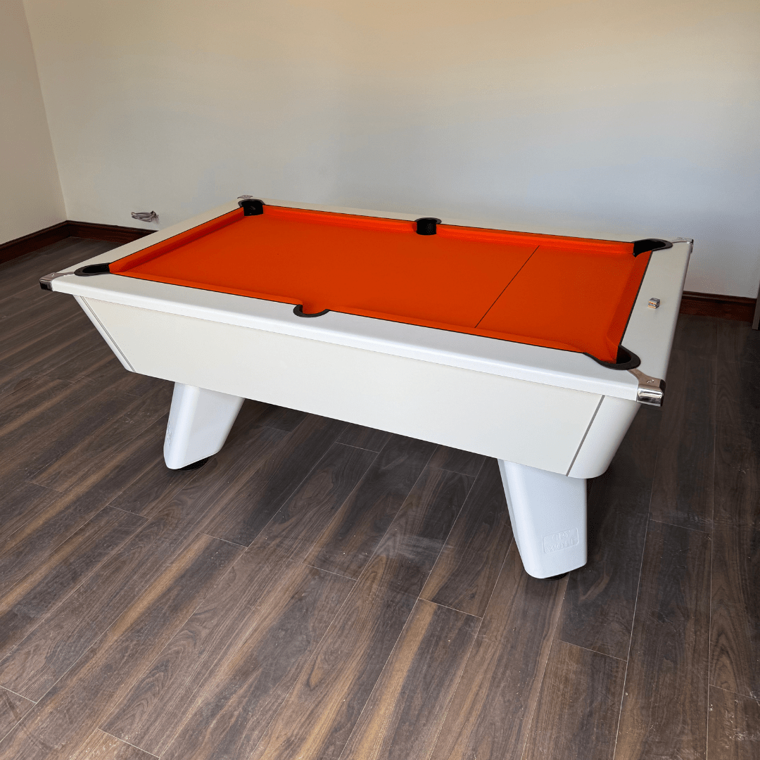 White Cry Wolf Pool Table - Orange Cloth - 6ft - Fast Delivery