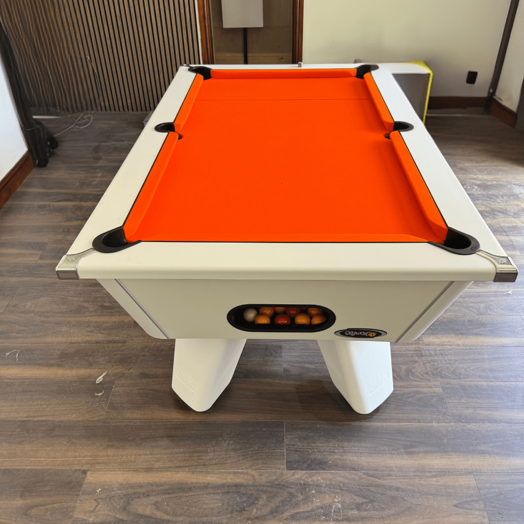 White Cry Wolf Pool Table - Orange Cloth - 6ft - Fast Delivery